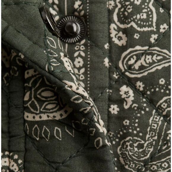H&M Quilted Cotton Paisley Print Jacket Khaki Green XL - Picture 5 of 5
